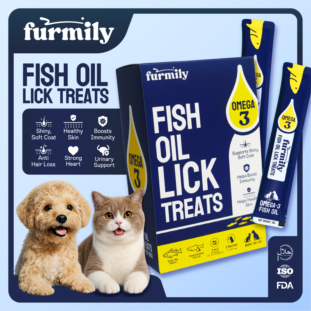 25+5Pcs Fish Oil Lick Treats Omega 3